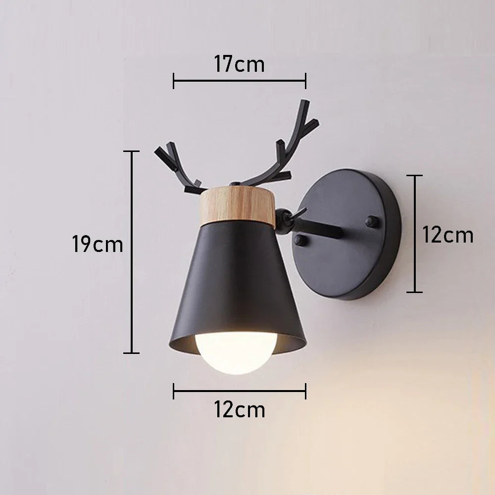 applique murale nordique en bois avec tête directionnelle