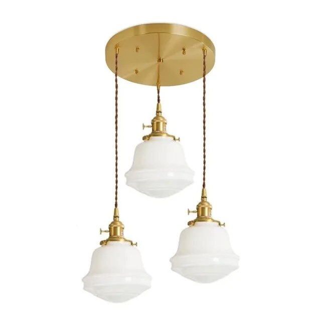 Suspension LED en verre blanc laiteux