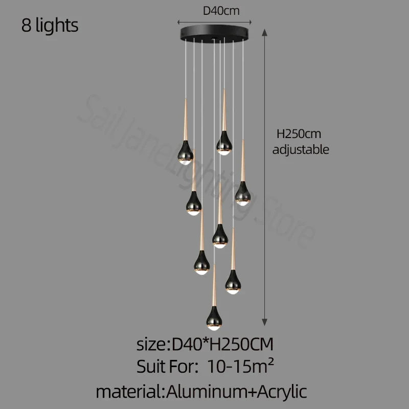 lustre long nordique moderne creux idéal pour loft hôtel appartement