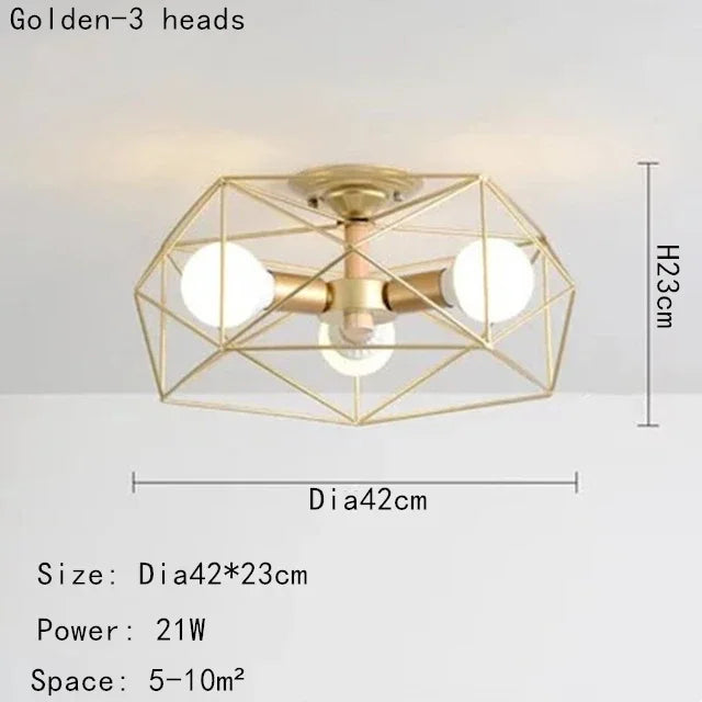 Hot Sale Multiple Heads Geometric Led Ceiling Lamp For Kitchen Item Living Room Bedroom Balcony Decorative Lighting Furniture