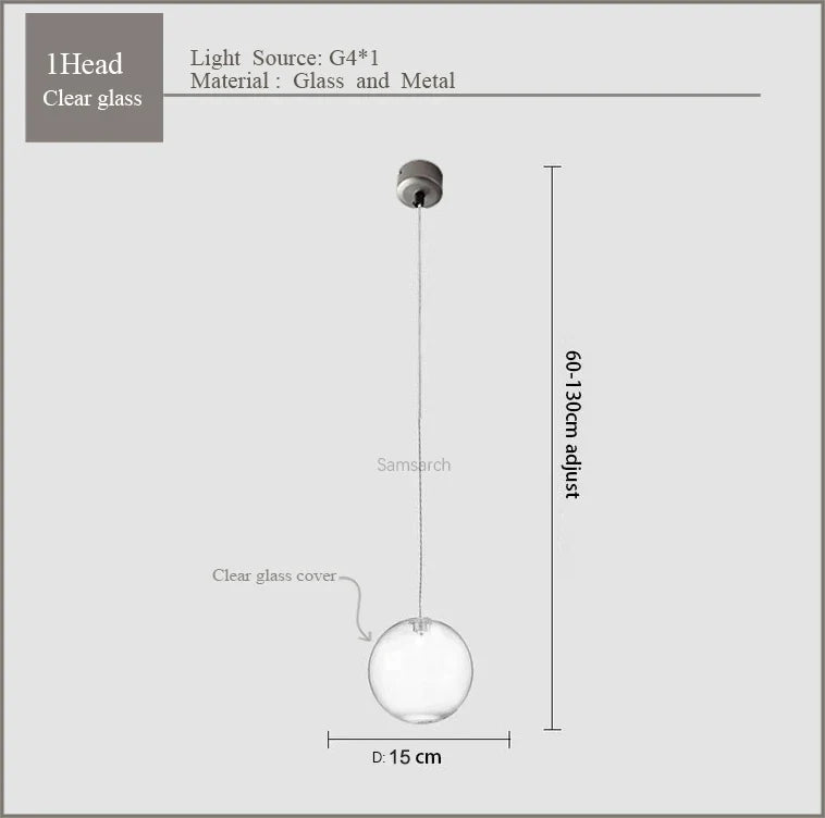 2024Modern glass LED droplight Nordic style kitchen bedroom living room dining table display room lighting lamps and lanterns