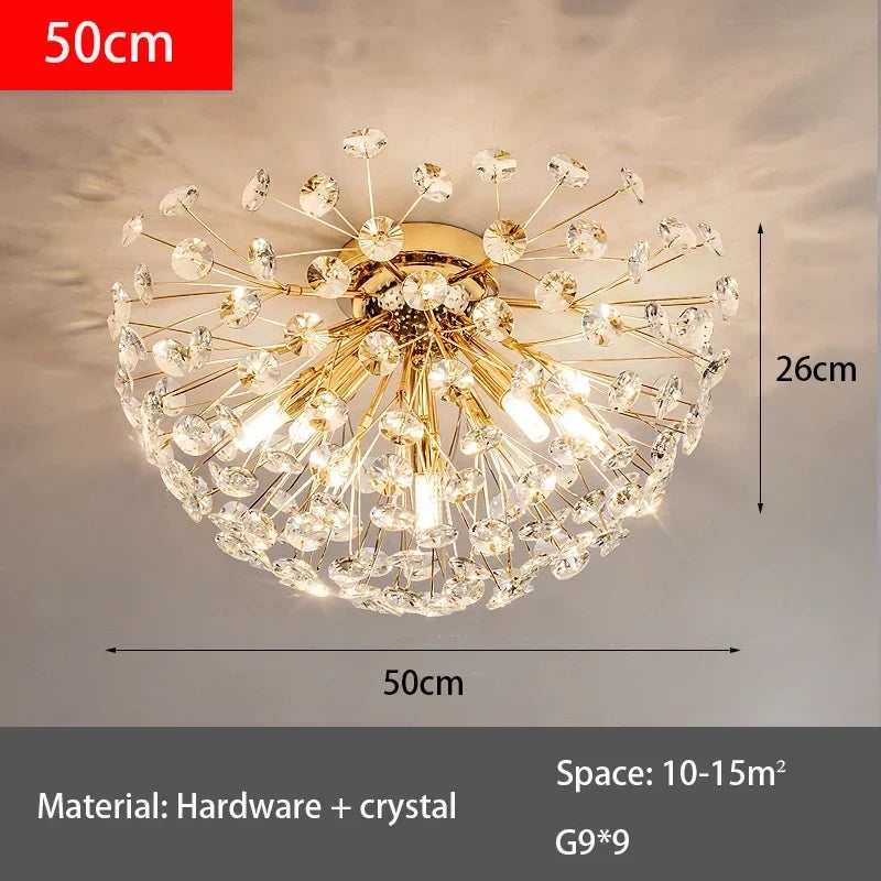Dandelion Crystal Ceiling Light 2024 New Style Living Room, Bedroom, Study Decoration Light Creative Sun Flower LED Light