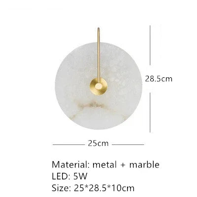 applique murale led dorée en métal et marbre naturel pour éclairage moderne