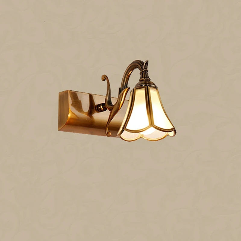 applique murale miroir tête unique verre rétro bronze décoration européenne