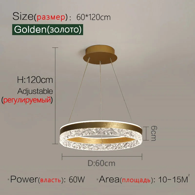lustre led moderne en cristal pour décoration intérieure
