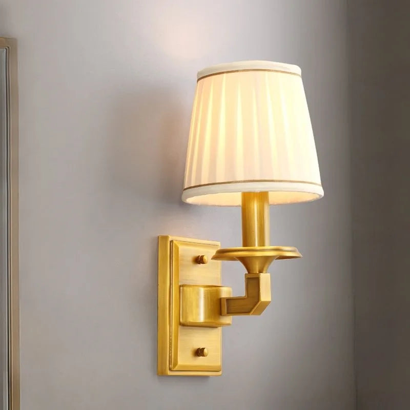 applique murale led en cuivre avec housse en tissu de qualité