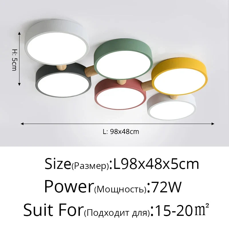 plafonniers créatifs macaron en bois pour indoorlighting led multicolore