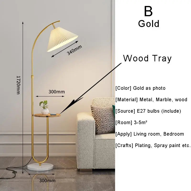 lampadaire nordique à led abat-jour en tissu pour décoration intérieure