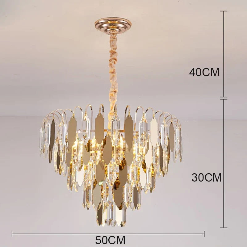 lustre moderne en cristal doré à led design élégant pour intérieur