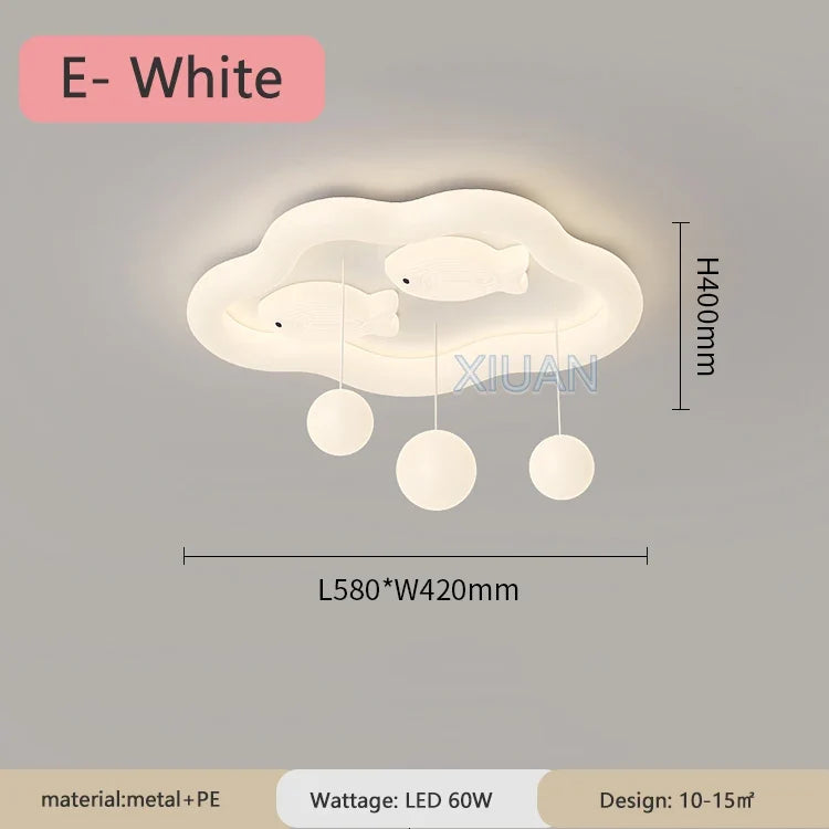 Full Spectrum Pink White Cloud Ceiling Lamps with Hanging Ball AC220V Nursery School Children Bedroom Kids Room Chandelier Light