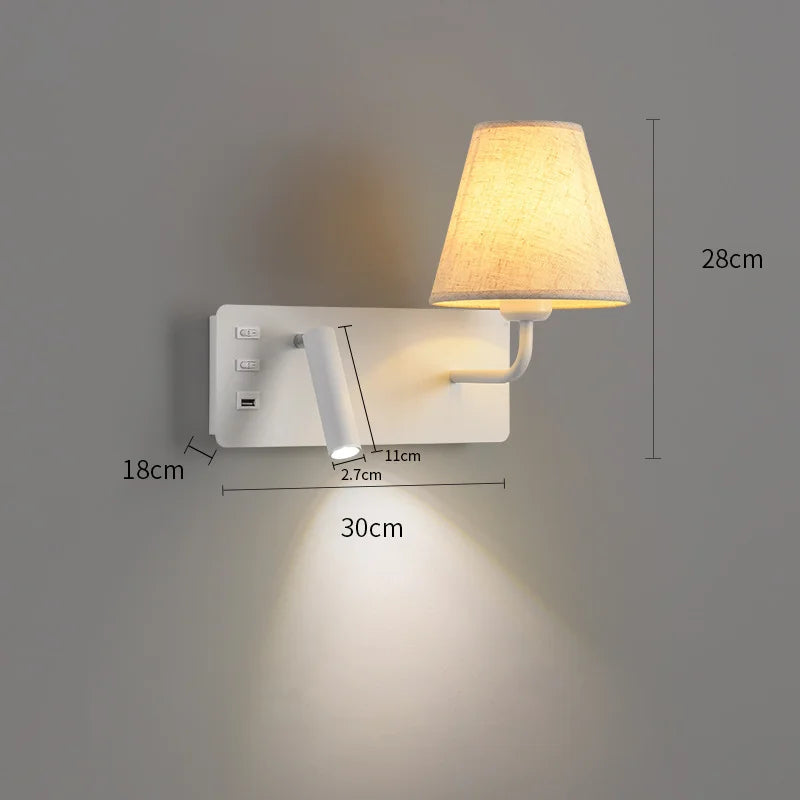 applique murale de lecture à led pour enfants avec interrupteur usb
