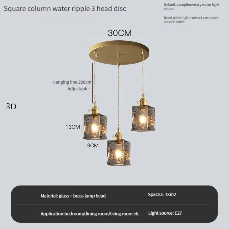 lustre vintage edison avec ombre en verre cristal pour bar loft