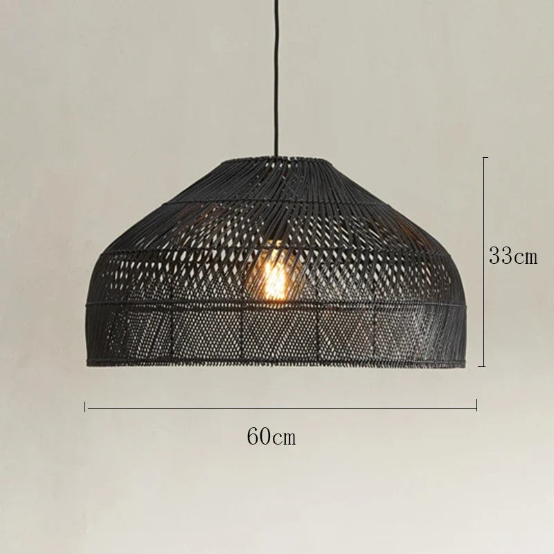 lustre en rotin style asiatique vintage avec led suspendue