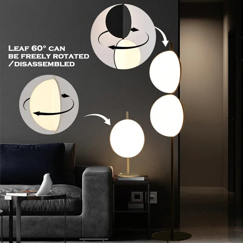 lampadaire led design nordique à lames rotatives pour décoration
