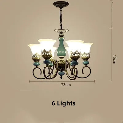 lustre classique antique en céramique et verre vintage