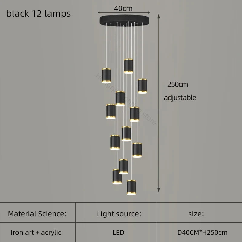 lustre moderne led pour escalier et intérieur contemporain