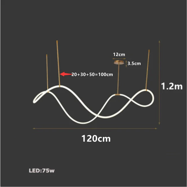 lustre moderne à long tuyau pour décoration intérieure élégante
