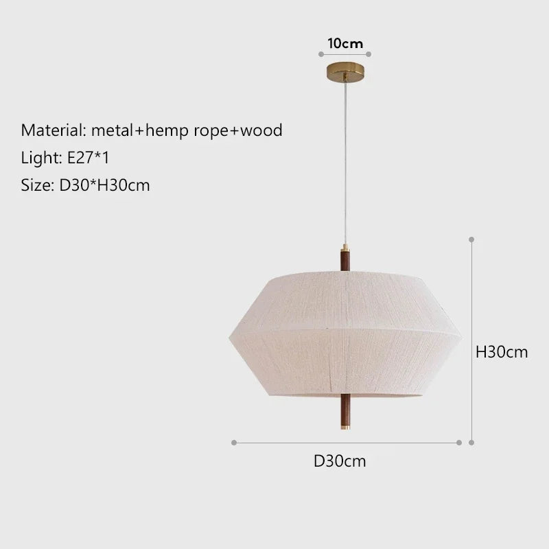 suspension nordique rétro en corde de chanvre et rotin à led