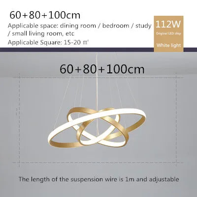 lustre moderne style nordique avec télécommande et anneau lumineux