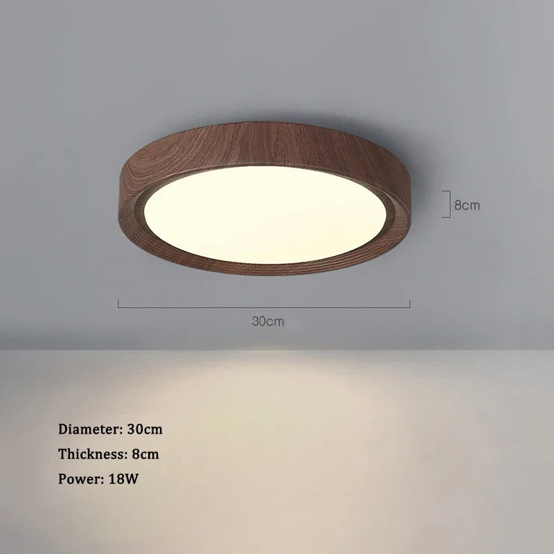 lampe circulaire simple style nordique grain de bois éclairage entrée balcon porche