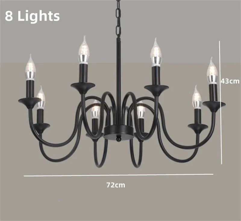 lustre rustique classique en fer pour décoration intérieure