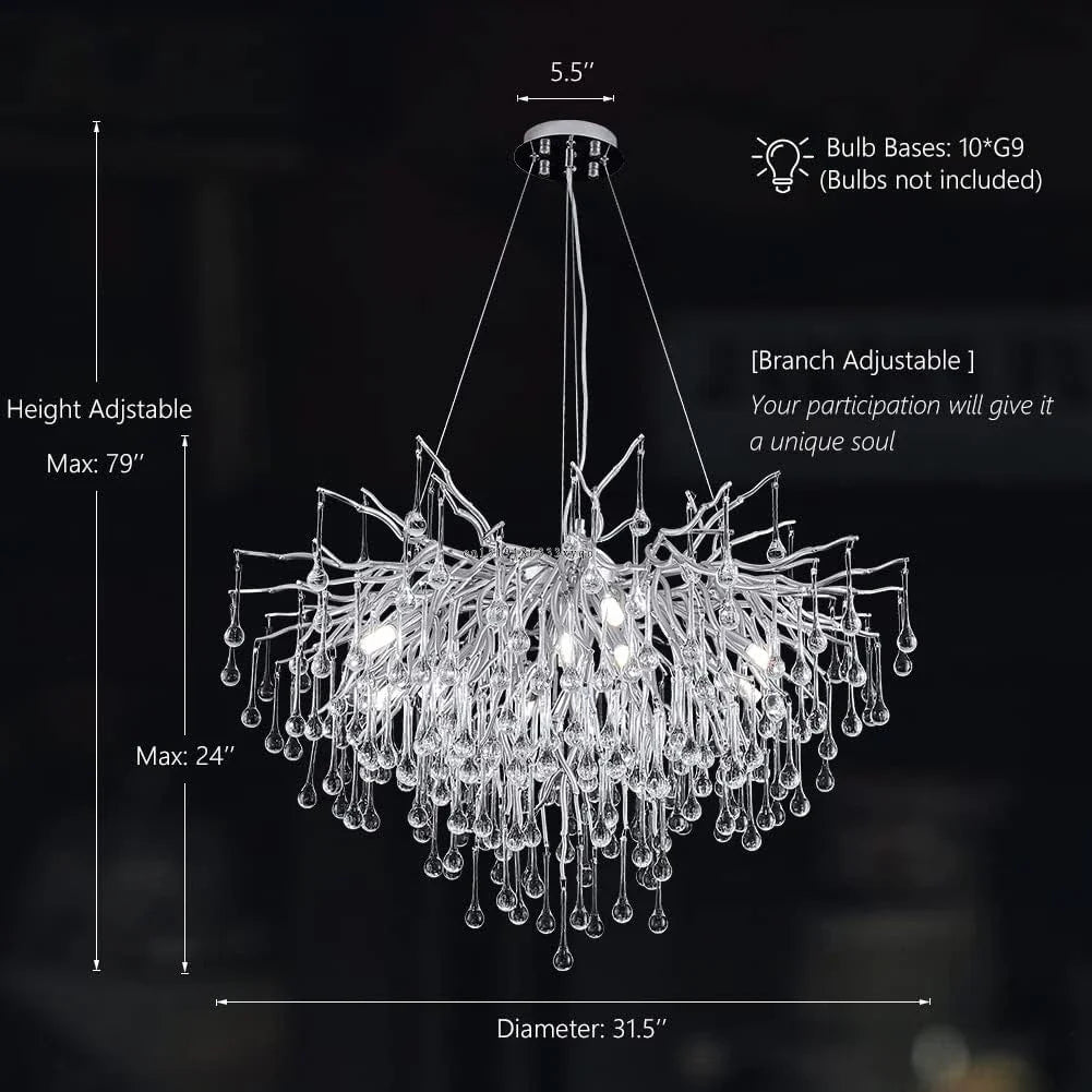 lustre moderne cristal goutte de pluie design élégant pour intérieur décoratif