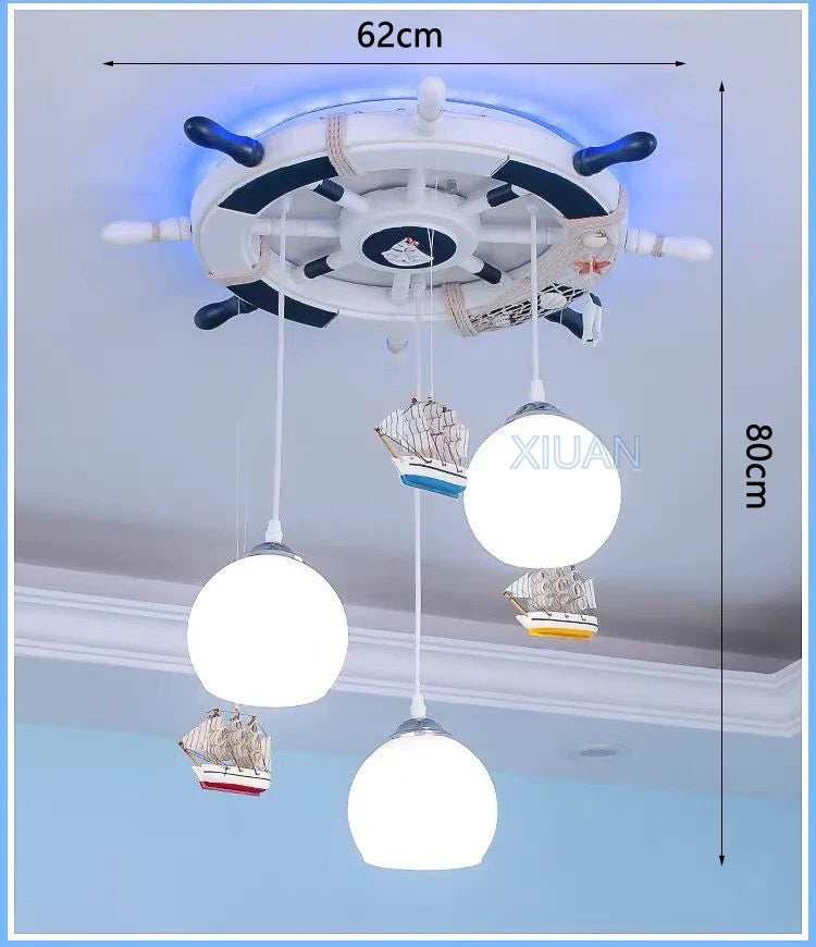 lustre méditerranéen gouvernail avec rétro-éclairage rgb pour enfants