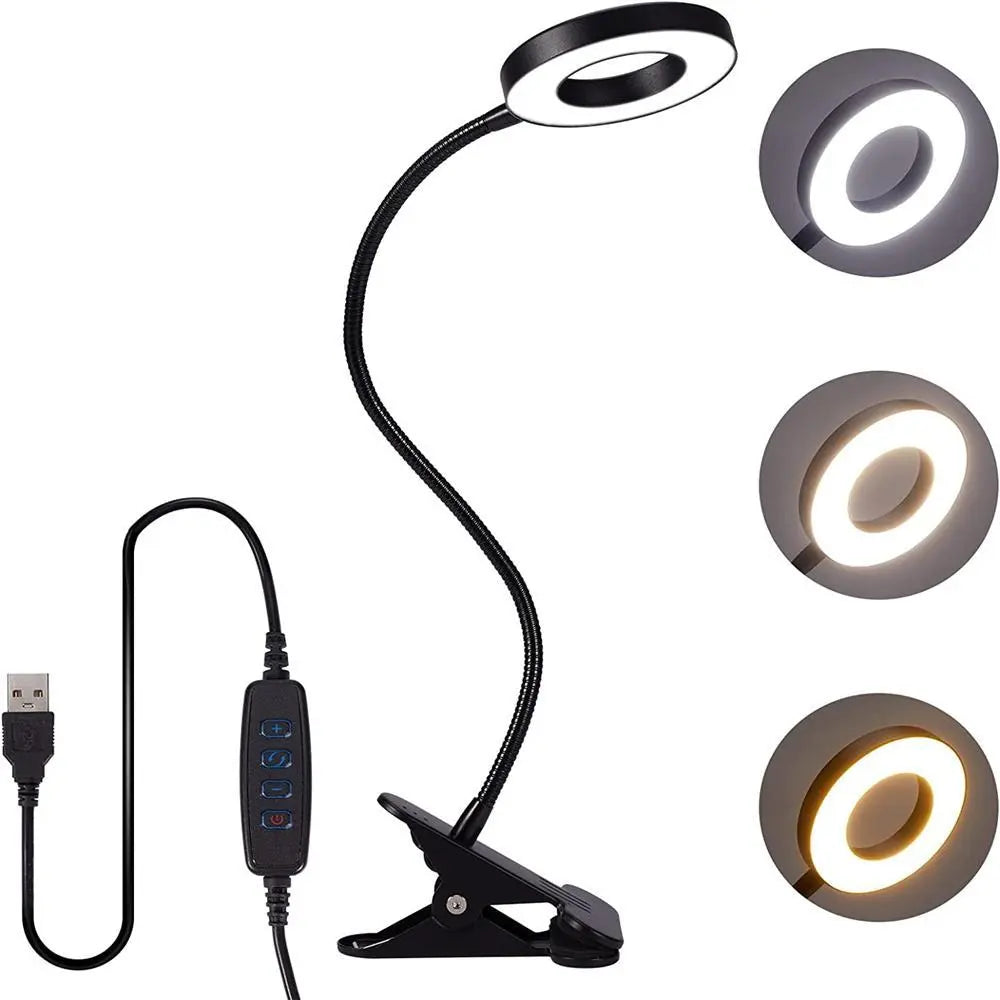 48 LED lampe de bureau pince USB livre lumière chevet 360 ° Flexible Protection des yeux col de cygne lampe de lecture luminosité réglable 3 niveaux