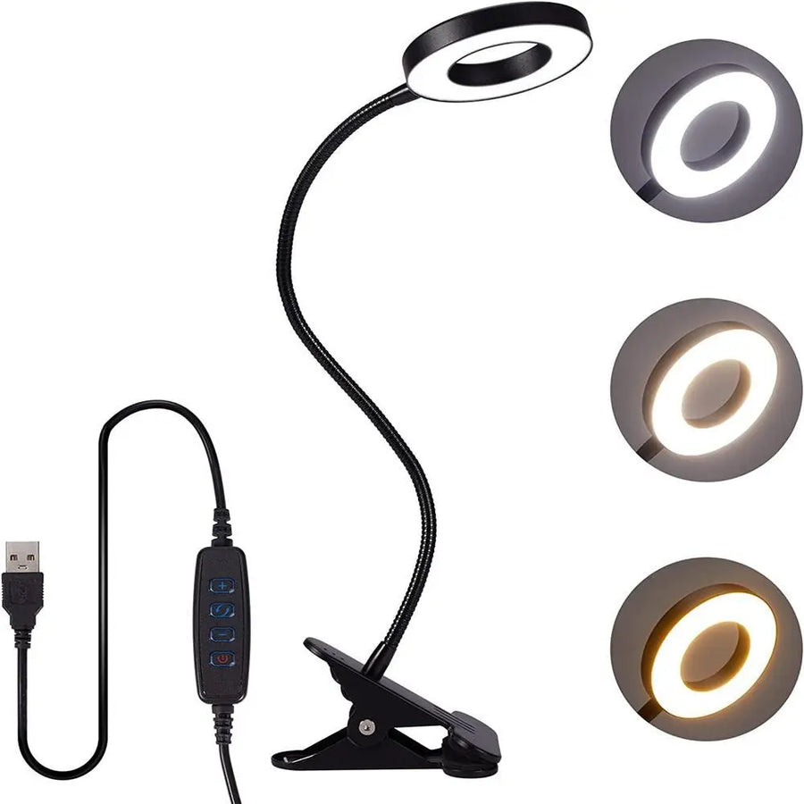 48 LED lampe de bureau pince USB livre lumière chevet 360 ° Flexible Protection des yeux col de cygne lampe de lecture luminosité réglable 3 niveaux