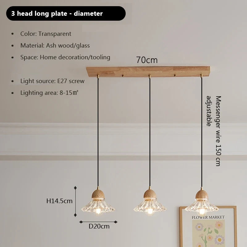 lustre nordique moderne en bois et verre led japonais