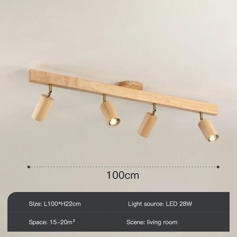 Grain de bois Led lustres avec projecteur pour salon chambre plafonniers éclairage décor noir Lustre cuisine luminaire