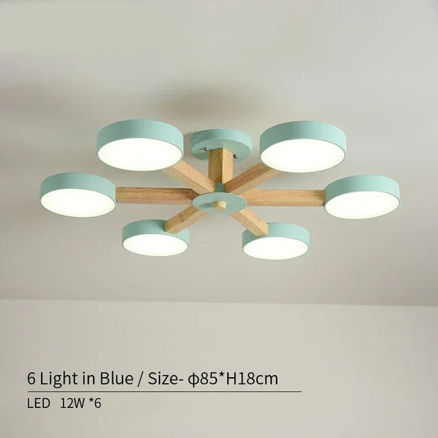 plafonnier moderne en bois à éclairage led pour décoration intérieure