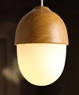 suspension moderne en verre et bois avec champignons