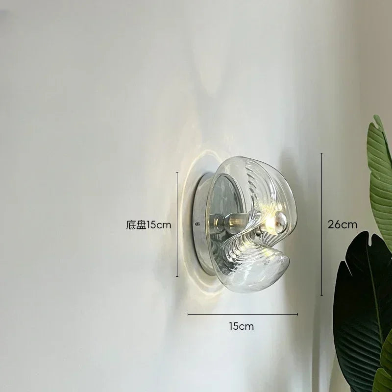 applique murale ronde en verre effet d'eau rétro