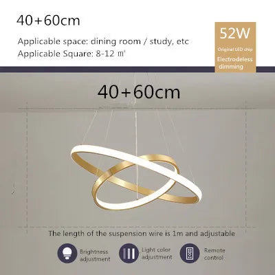 lustre moderne style nordique avec télécommande et anneau lumineux