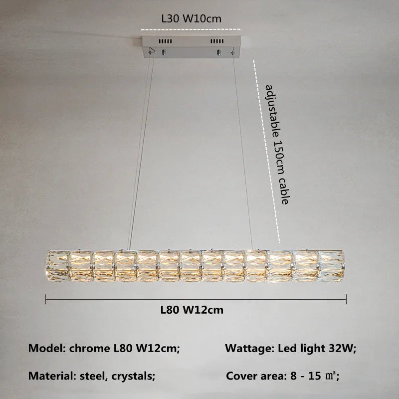 lustre moderne led en cristal k9 art décor maison