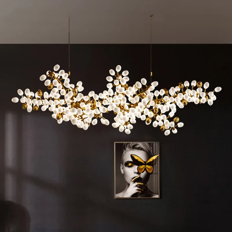 Lustre en verre blanc de luxe postmoderne