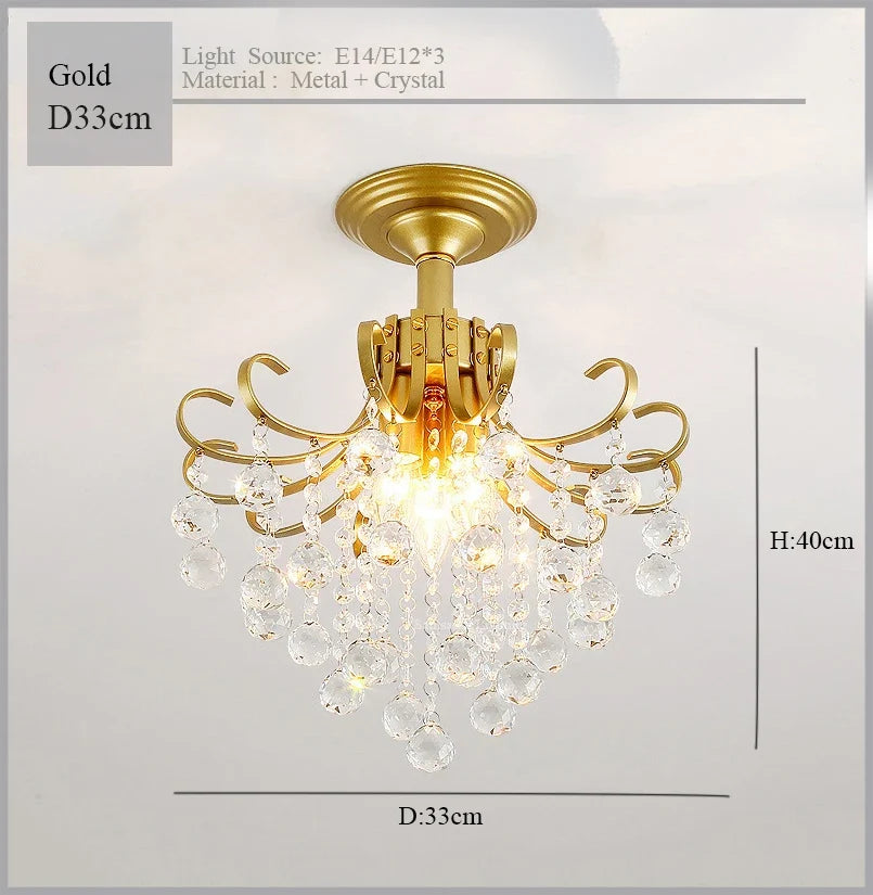 2024 Modern Crystal Chandelier Creative Design Black/Gold Corridor Ceiling Lamp Applicable To Porch Restaurant Lamps