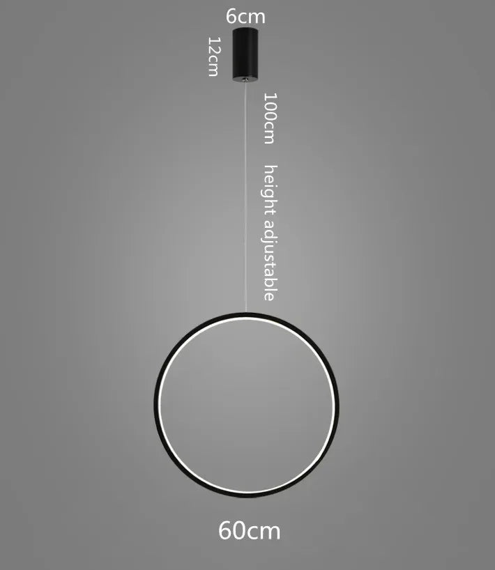 Suspension LED minimalistes lumière anneau rond cercle lustre maison pour salon éclairage intérieur lustre noir luminaires