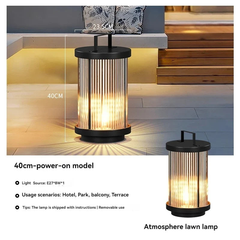 lampadaire solaire extérieur étanche en verre pour jardin