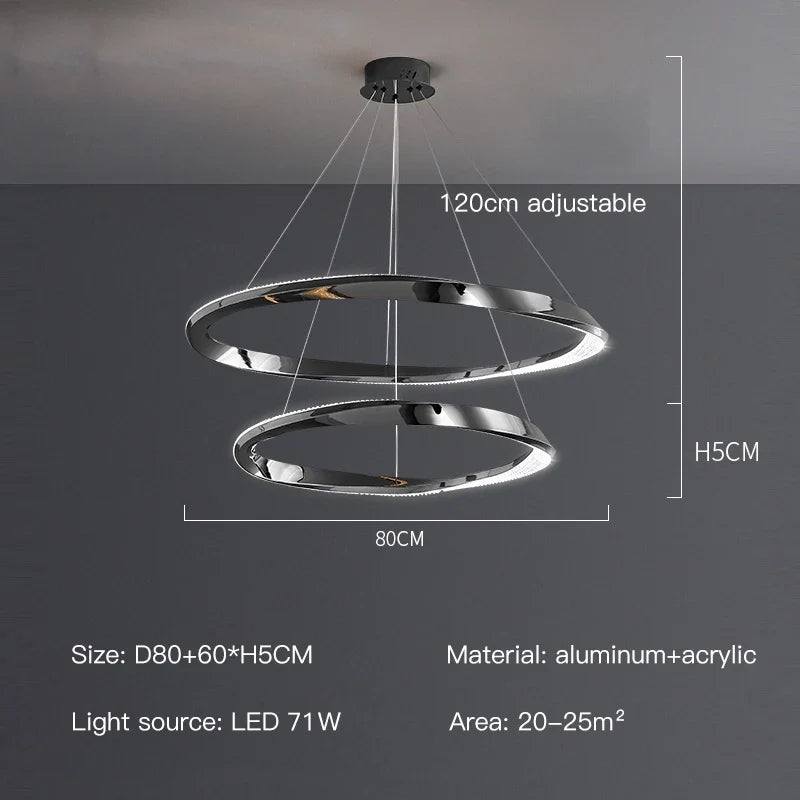 suspension led moderne avec design artistique et télécommande