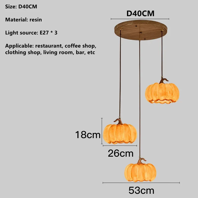 Designer Restaurant Island LED Chandelier Retro Resin Pumpkin Lamp Bedroom Wabi Sabi Pendant Lamps Home Decoration Light Fixture