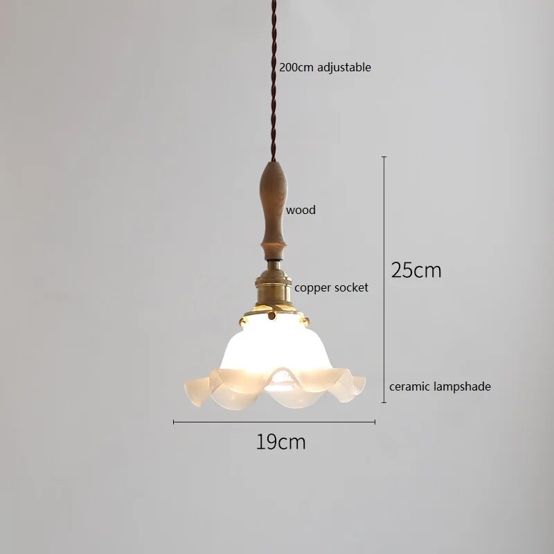 Suspension design led papillon céramique et bois