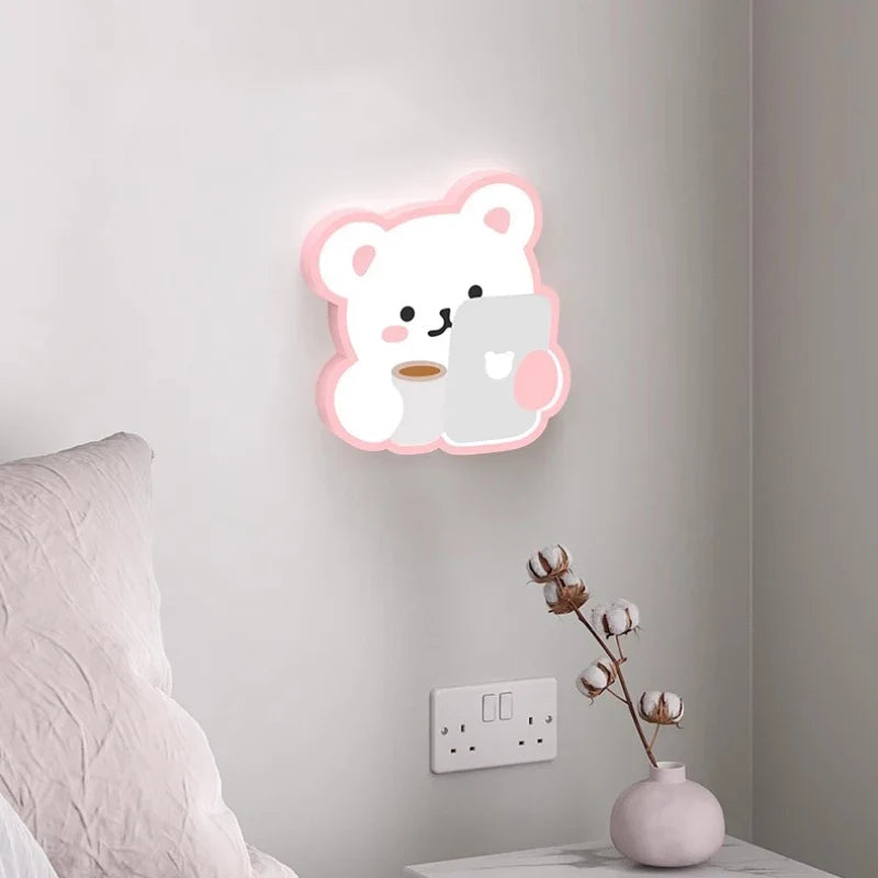 applique murale ours rose pour chambre d enfant mignonne moderne