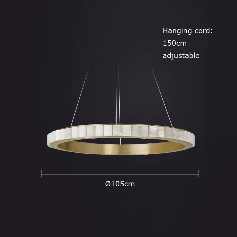 suspension ronde en marbre et acier inoxydable élégant