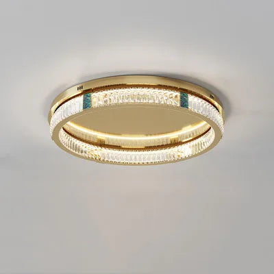 lustre moderne en cristal rond à 3 couches avec led