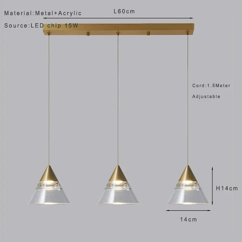 Industrial Pendant Light Fixtures Gold Finish Kitchen Ceiling Lights Crystal Shade Led Chandelier Lustre Christmas Decor Lamp