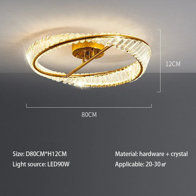 plafonnier en cristal de luxe à led moderne pour décoration intérieure