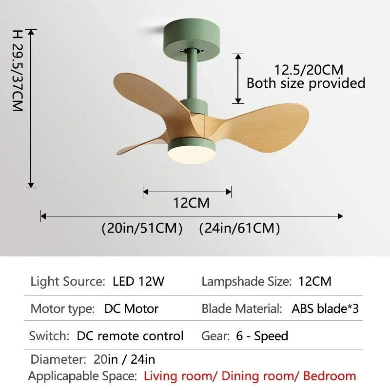24Inch Mini Ceiling Fan Modern Simplicity Coffee Shop Creative Kid Fan Lights Aisle Balcony Children's Room Fan Lights 110V 220V