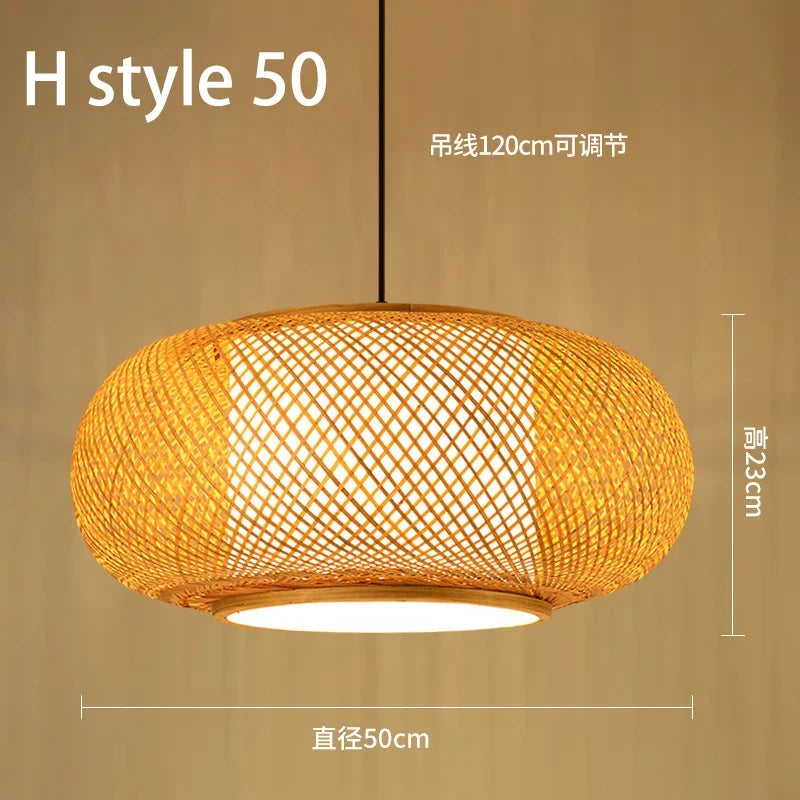 lustre style chinois fait main en bambou tissage pastoral vintage